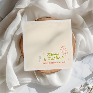 Bikinis & Martinis Hand Drawn Bachelorette Napkins