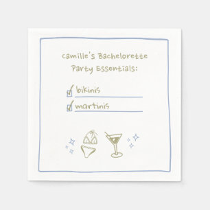 Bikinis & Martinis Handwritten Bachelorette Party Napkins