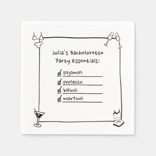 Bikinis, Martinis, Pajamas, Prosecco Bachelorette Napkins