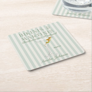 Bikinis & Martinis Square Paper Coaster