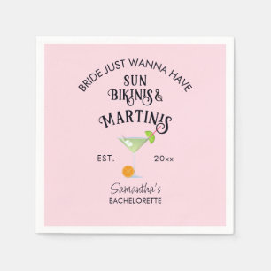 Bikinis & Martinis Tropical Beach Hen Bachelorette Napkins