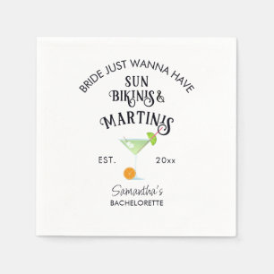 Bikinis & Martinis Tropical Pool Hen Bachelorette Napkins