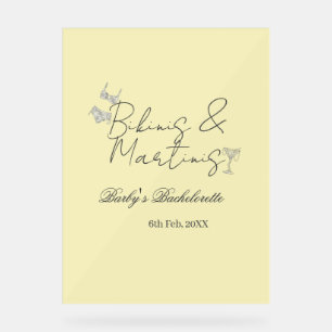 Bikins & Martinis bachelorette party yellow retro Acrylic Sign