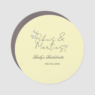 Bikins & Martinis bachelorette party yellow retro Car Magnet