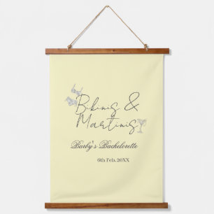 Bikins & Martinis bachelorette party yellow retro Hanging Tapestry