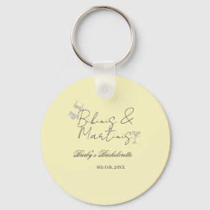 Bikins & Martinis bachelorette party yellow retro Keychain