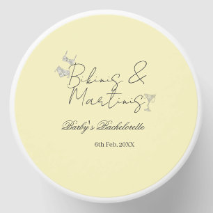 Bikins & Martinis bachelorette party yellow retro Mini Candle Favors