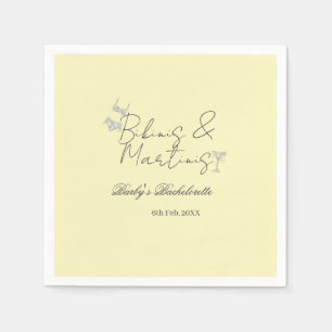 Bikins & Martinis bachelorette party yellow retro Napkins