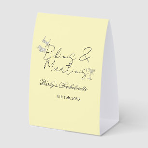 Bikins & Martinis bachelorette party yellow retro Paper Table Tent