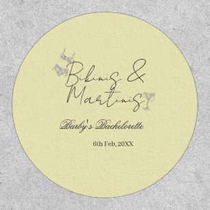 Bikins & Martinis bachelorette party yellow retro Patch