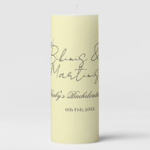 Bikins & Martinis bachelorette party yellow retro Pillar Candle
