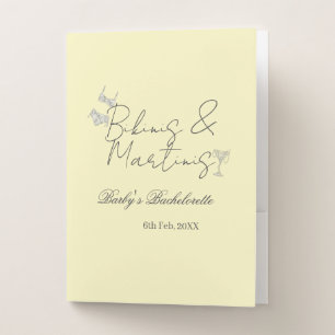 Bikins & Martinis bachelorette party yellow retro Pocket Folder