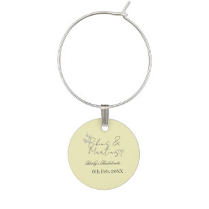 Bikins & Martinis bachelorette party yellow retro Wine Charm