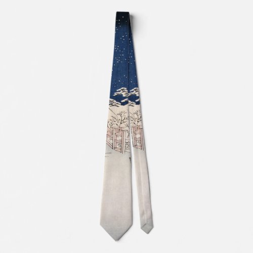 Bikuni Bridge in Snow Vintage Ukiyo_e Japanese Art Neck Tie