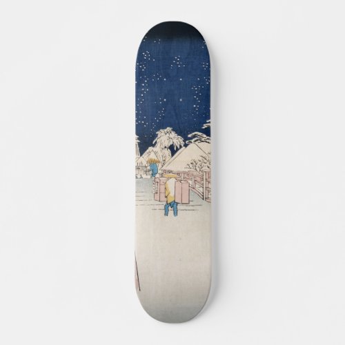 Bikuni Bridge in Snow Vintage Ukiyo_e Japanese Art Skateboard