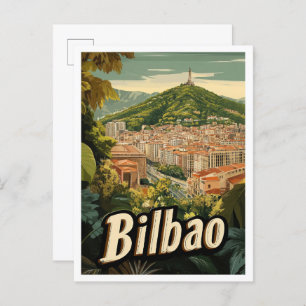 Bilbao Spain Art Vintage Travel Illustration Postcard