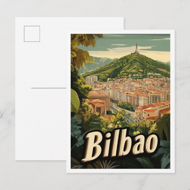 Bilbao Spain Art Vintage Travel Illustration Postcard (Front/Back)