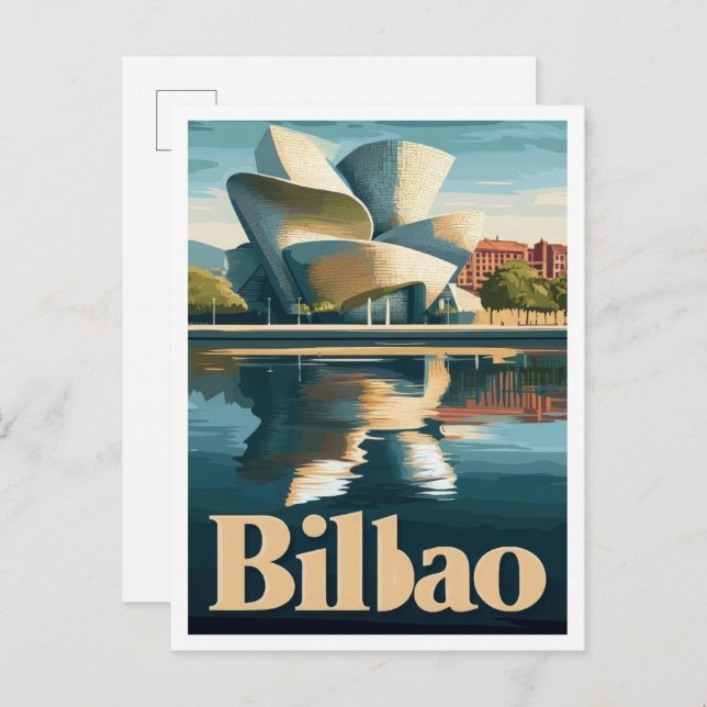 Bilbao Spain Art Vintage Travel Illustration Postcard (Front/Back)