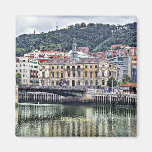 Bilbao, Spain cityscape photograph Magnet