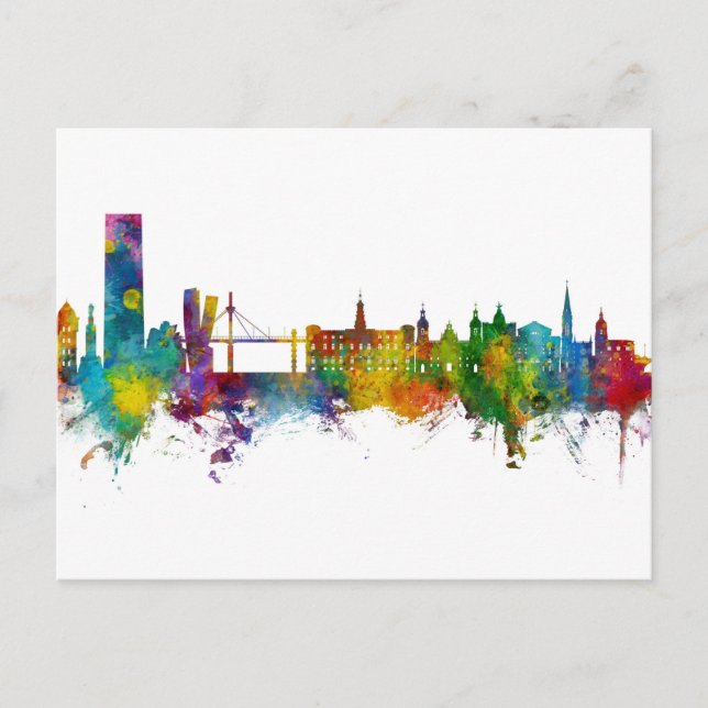 Bilbao Spain Skyline Postcard (Front)