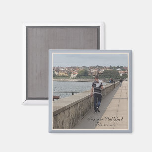 Bilbao Spain Tourist Walking Around Ship Port Magnet
