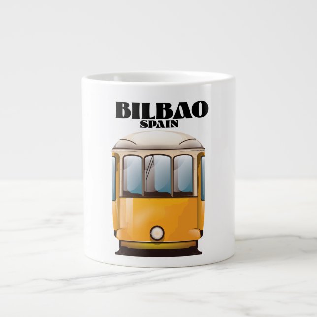 Bilbao Spain tram travel poster Giant Coffee Mug (Front)
