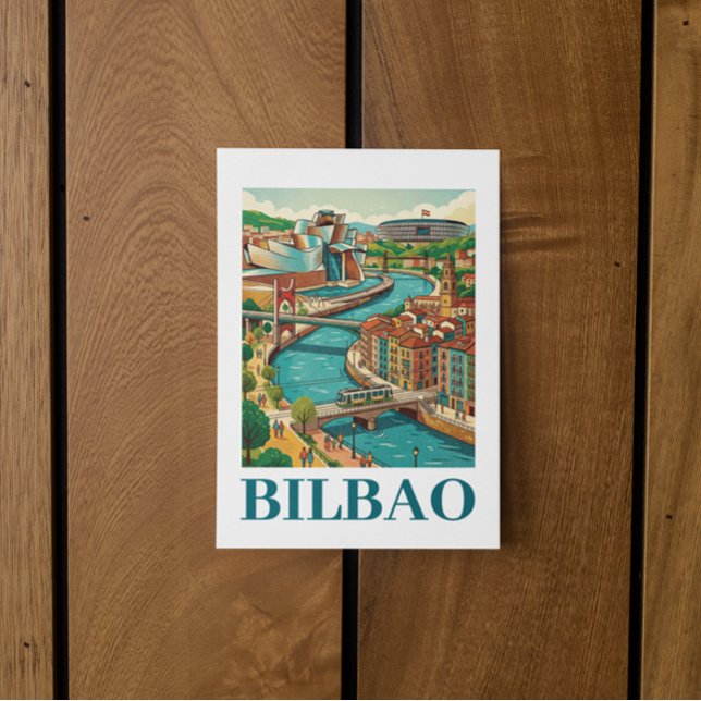 Bilbao Spain Travel - Colorful Architecture Postcard (Bilbao Spain Travel - Colorful Architecture Postcard)