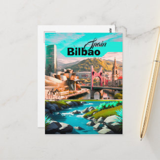Bilbao Spain Travel Postcard Art, Spain Travel Pos