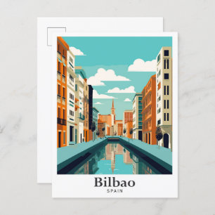 Bilbao Spain Vintage Travel Portrait Postcard