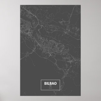 Bilbao, Spain (white on black) Poster