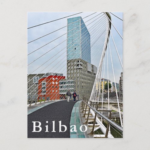 Bilbao Zubizuri or theCampo Volantin Bridge Postcard