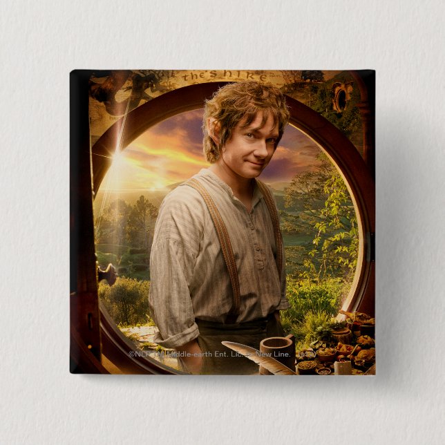 BILBO BAGGINS™ in Shire Collage Pinback Button (Front)