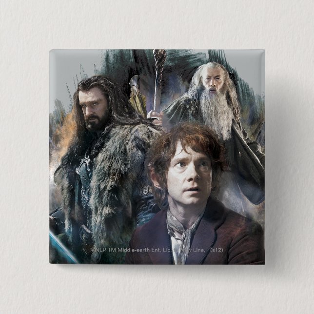 BILBO BAGGINS™, THORIN OAKENSHIELD™, & Gandalf Pinback Button (Front)
