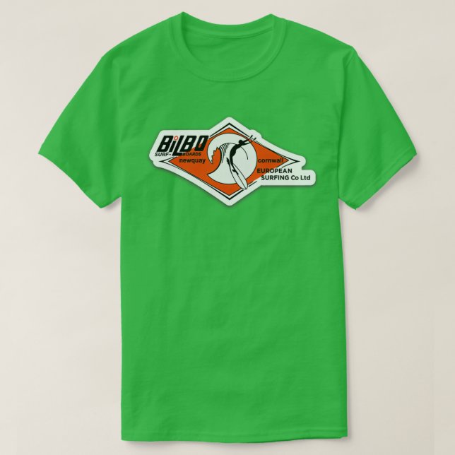 Bilbo Surf Boards Newquay Cornwall European Surfin T-Shirt (Design Front)