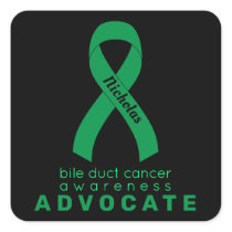 Bile Duct Cancer Advocate Black Square Sticker