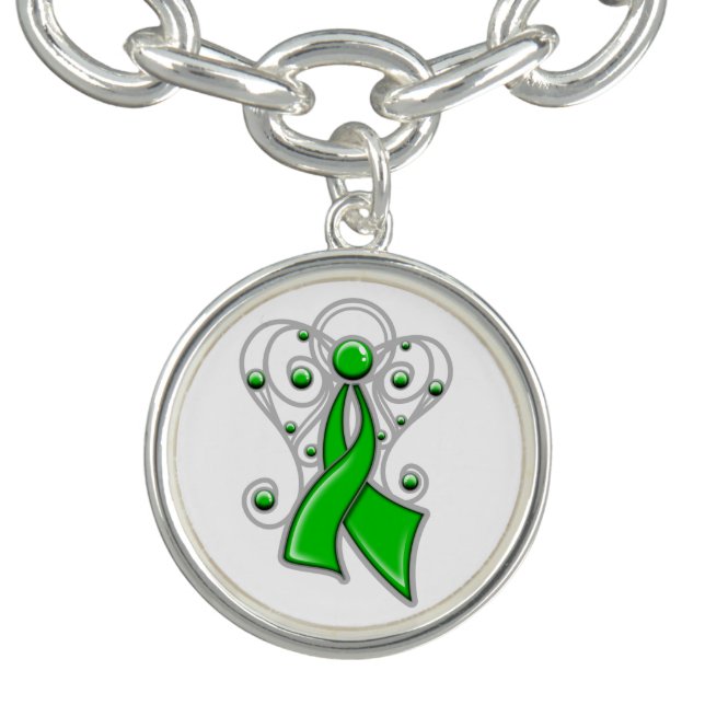 Bile Duct Cancer Angel Wings Ribbon Bracelet (Design)