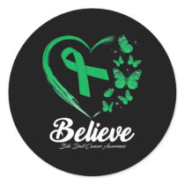 Bile Duct Cancer Awareness Butterfly Heart Warrior Classic Round Sticker