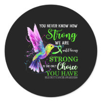 Bile Duct Cancer Awareness Green Strong Hummingbir Classic Round Sticker