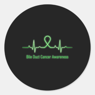 Bile Duct Cancer Awareness Heartbeat Fight Faith H Classic Round Sticker