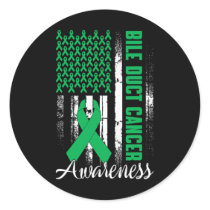 Bile Duct Cancer Awareness Kelly Green Ribbon Us F Classic Round Sticker