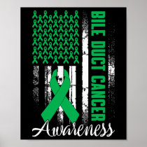 Bile Duct Cancer Awareness Kelly Green Ribbon Us F Poster