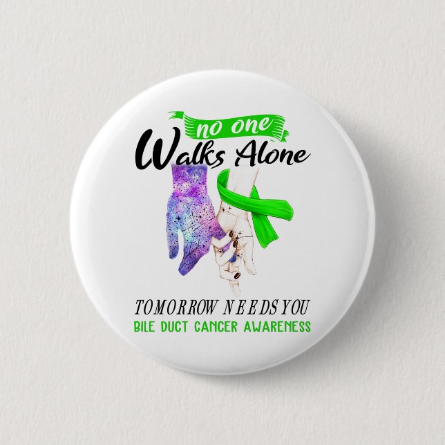 Bile Duct Cancer Awareness Ribbon Support Gifts Button (Front)