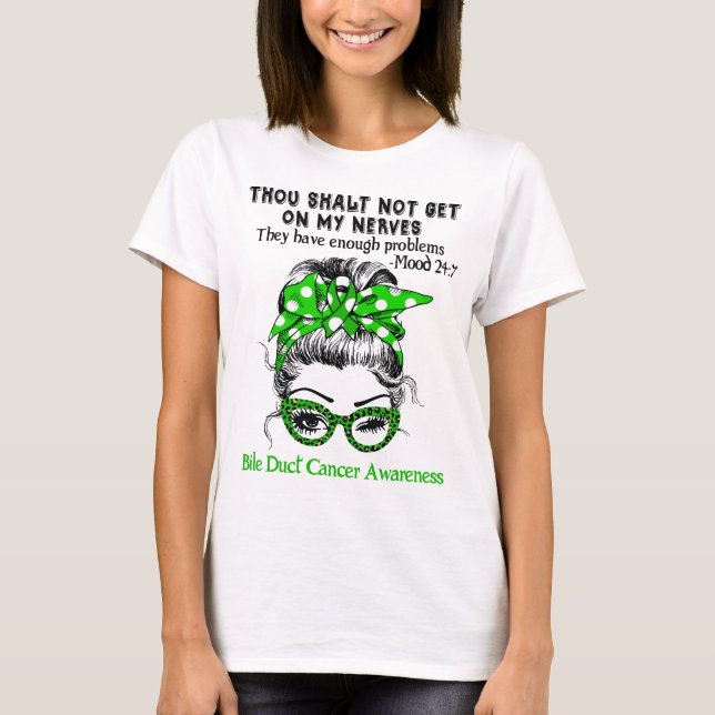 Bile Duct Cancer Awareness Ribbon Support Gifts T-Shirt (Front)