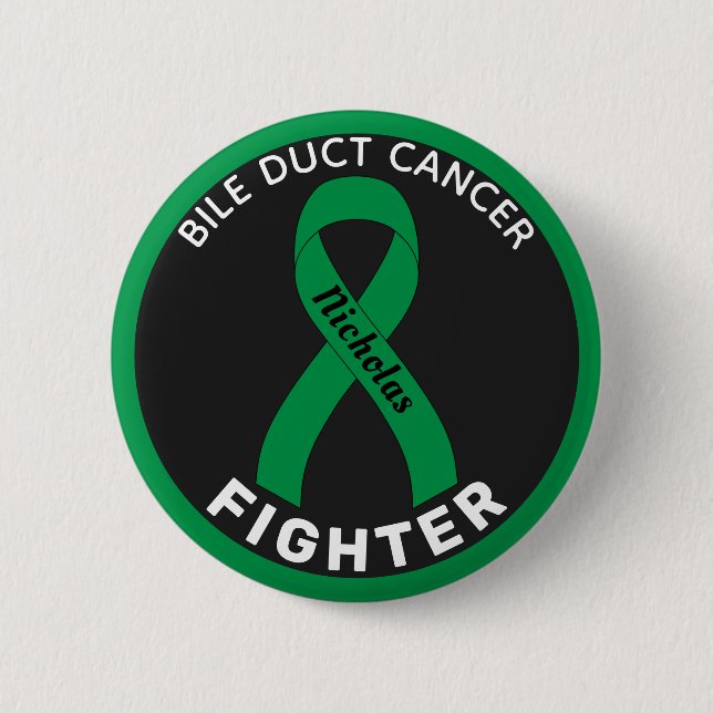 Bile Duct Cancer Fighter Ribbon Black Button (Front)
