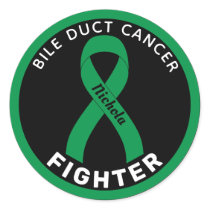 Bile Duct Cancer Fighter Ribbon Black Classic Round Sticker