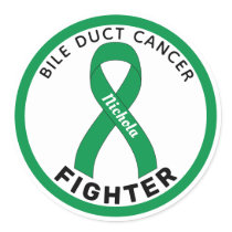 Bile Duct Cancer Fighter Ribbon White Classic Round Sticker