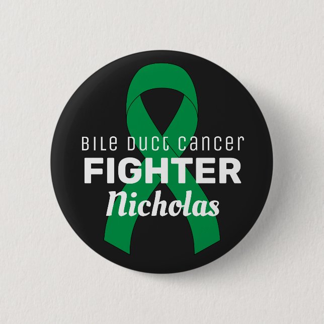Bile Duct  Cancer Ribbon Black Button (Front)