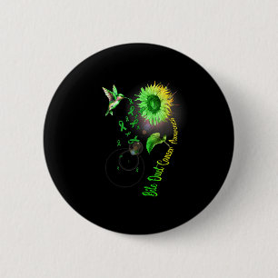 Bile Duct Cancer Sunflower Hummingbird Artwork Button