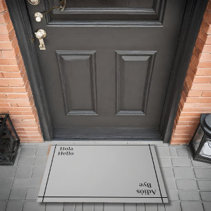 Bilingual Black&grey Hola-Hello, Spanish-English Doormat