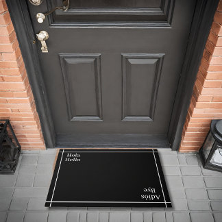 Bilingual Black & White Hola-Hello Spanish-English Doormat